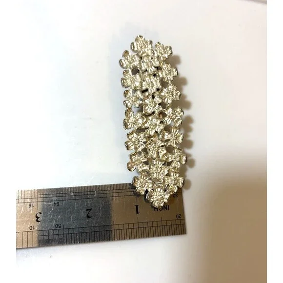 Vintage Silver-tone Floral Hair Barrette - Picture 4 of 6